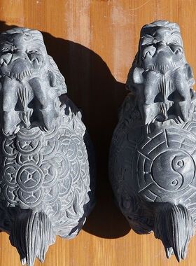 石雕龙龟摆件青石龙头龟茶宠摆件招财镇宅八卦石龟金钱龟招财客厅
