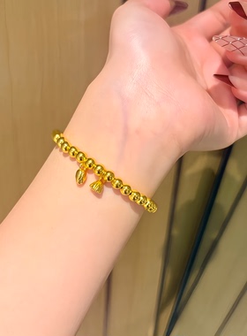 两世欢莲蓬转运珠金包银手链