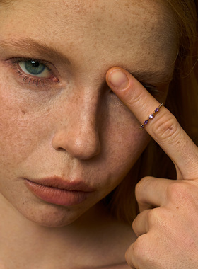 泡泡蔚蓝循环镀金戒指