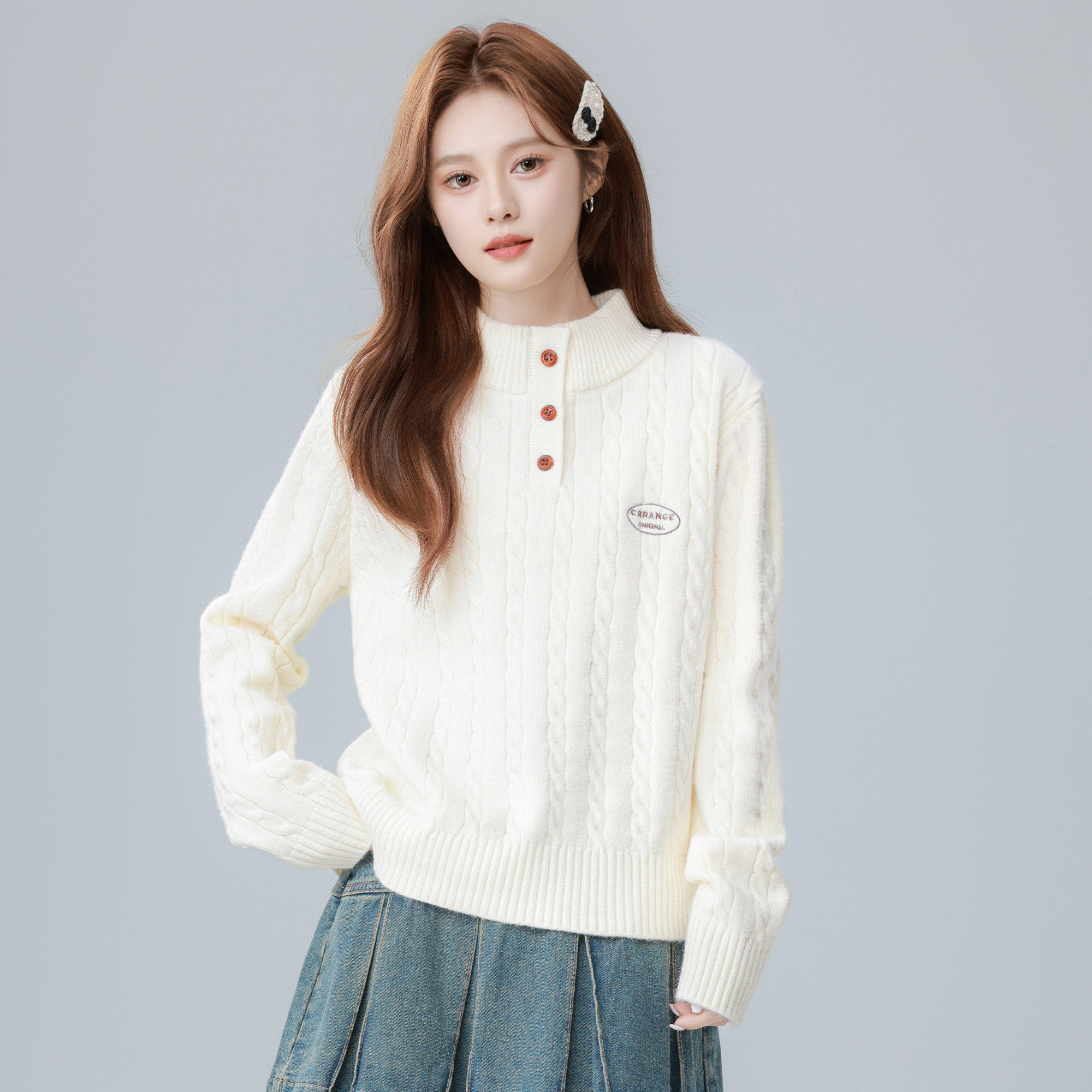 白色半高领套头毛衣女2025秋冬季宽松软糯加厚内搭打底针织衫上衣,淘宝优惠券,粉丝福利购,淘宝优惠卷