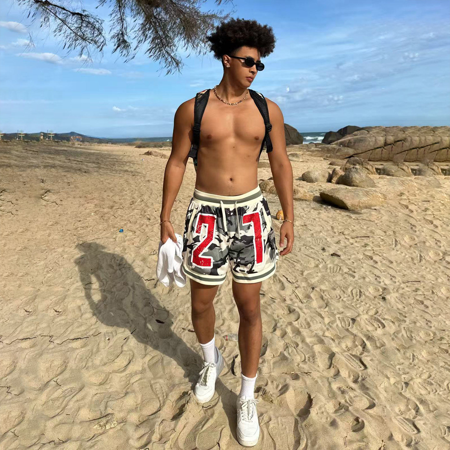 PTOFF 夏季复古美式运动抽绳迷彩薄款四分潮流休闲宽松百搭短裤男,淘宝优惠券,粉丝福利购,淘宝优惠卷