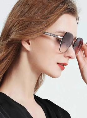 新款巴宝莎同款自带妆容太阳眼镜女防紫外线防晒美颜墨镜紫色圆脸