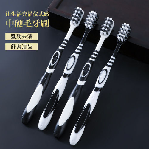 硬毛牙刷成人正品超硬耐用高端中硬毛家用去烟渍牙齿污垢清洁神器 - 图0
