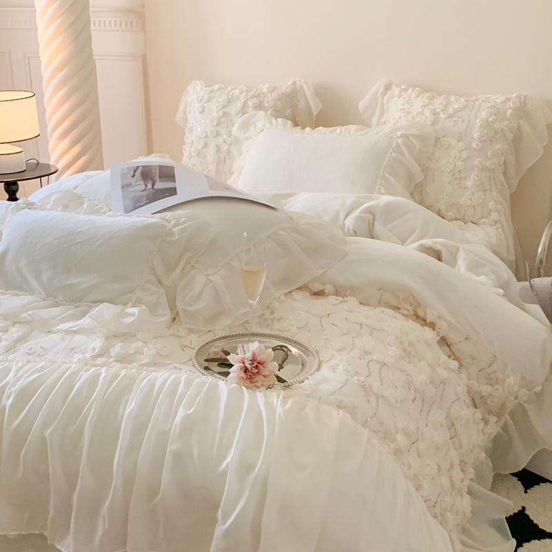 FUANINAIART高端法式浪漫玫瑰故事加厚婴儿绒四件套床单款床盖款 - 图0