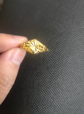 经典镀沙金戒指女沙金色戒指百搭开口可调节时尚戒指女久不掉色