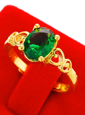 宝石心形戒女越南沙金开口戒子气质时尚百搭久不掉色食指个性饰品