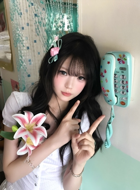 粉白渐变仿真百合花束拍照道具