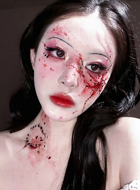 丧感蝶系妆！血色蝴蝶妆容万圣节脸贴纹身贴立体闪钻贴纸拍照道具