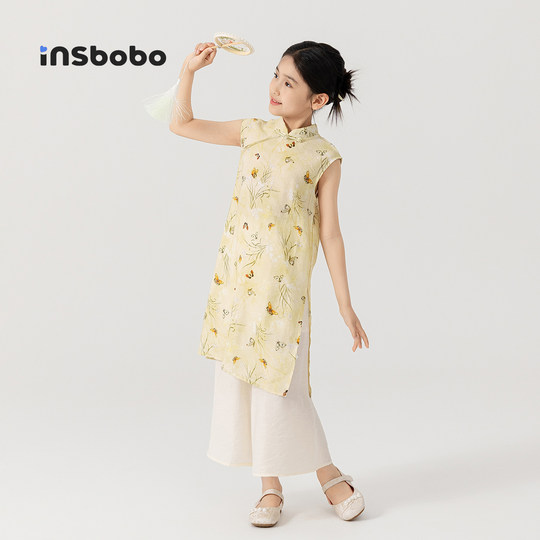 INSbobo童装汉服女童2025新款夏季唐装小女孩超时髦洋气儿童套装