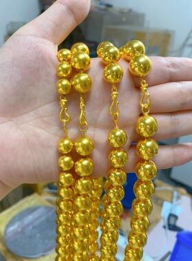 明星同款圆珠金包银项链佛珠diy