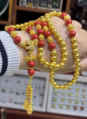 盛尊金包银古法醒狮项串新中式