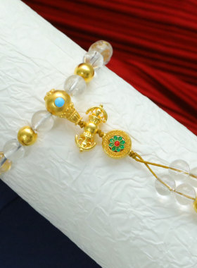 金包银手串宝相花白水晶珐琅工艺