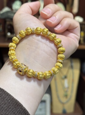 金包银手串男女新款核桃珠金刚菩提情侣手链轻奢高级感送生日礼物