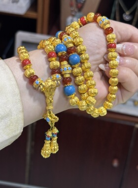 盛尊金包银南瓜珠多圈项链女