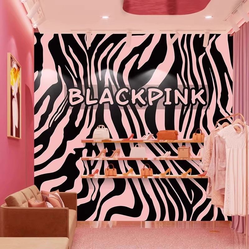 艺术斑马条纹背景墙纸定制服装店壁布美容院壁画网红拍照店铺墙布,淘宝优惠券,粉丝福利购,淘宝优惠卷