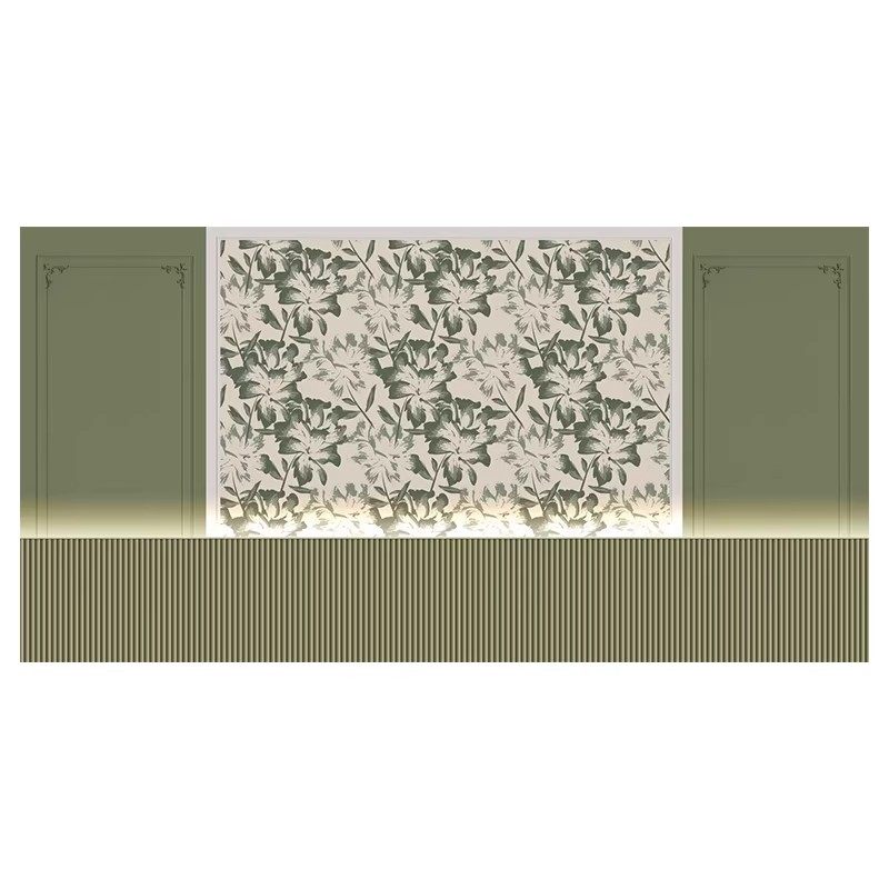 法式墙布绿色石膏线植物花朵壁画墙纸欧式轻奢客厅卧室背景墙壁纸,淘宝优惠券,粉丝福利购,淘宝优惠卷