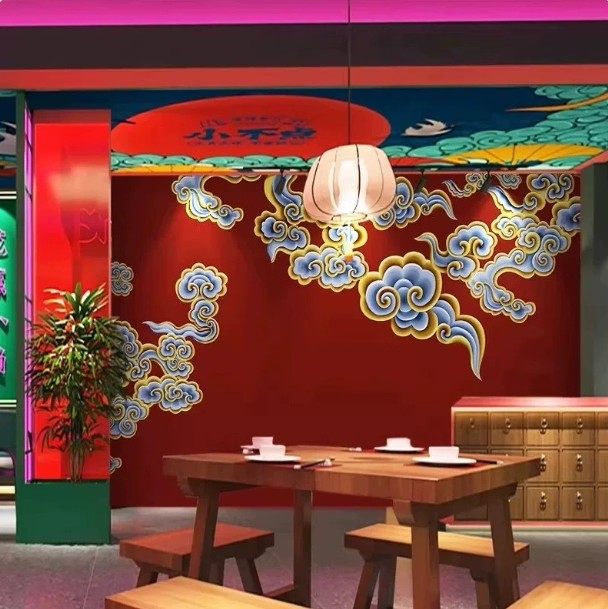 中式祥云仙堂3D立体壁纸背景墙装修壁布禅意仙镜寺庙佛堂墙壁墙纸,淘宝优惠券,粉丝福利购,淘宝优惠卷