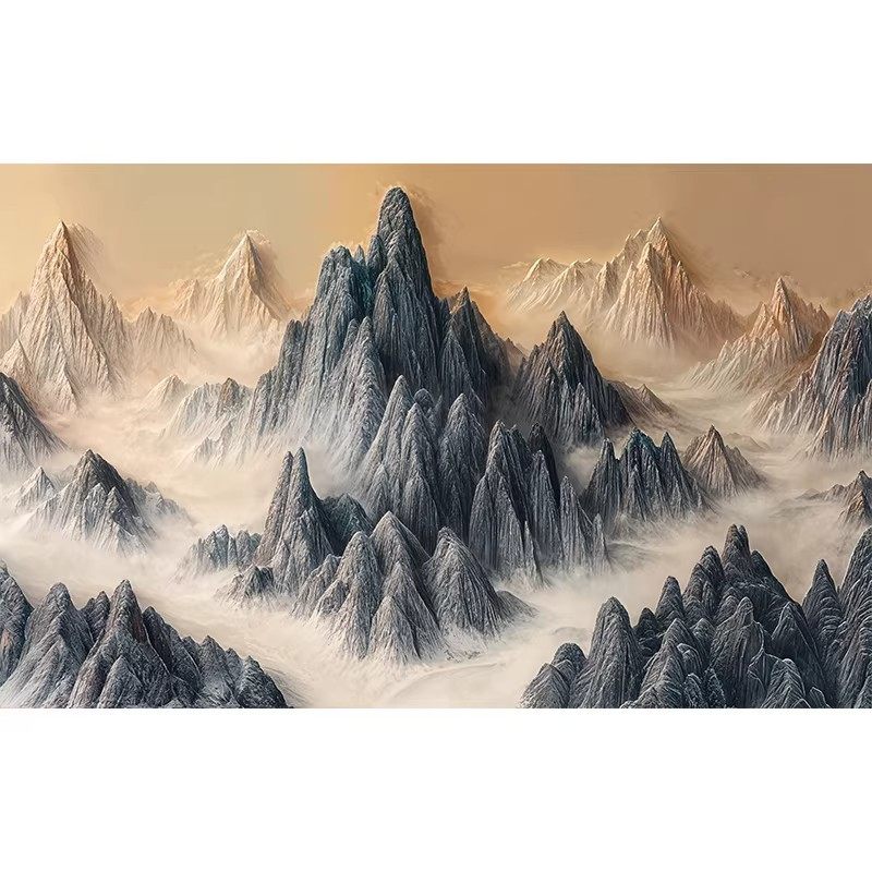 新中式客厅背景墙定制壁画3D立体浮雕山水松树墙布影视墙壁布高档,淘宝优惠券,粉丝福利购,淘宝优惠卷