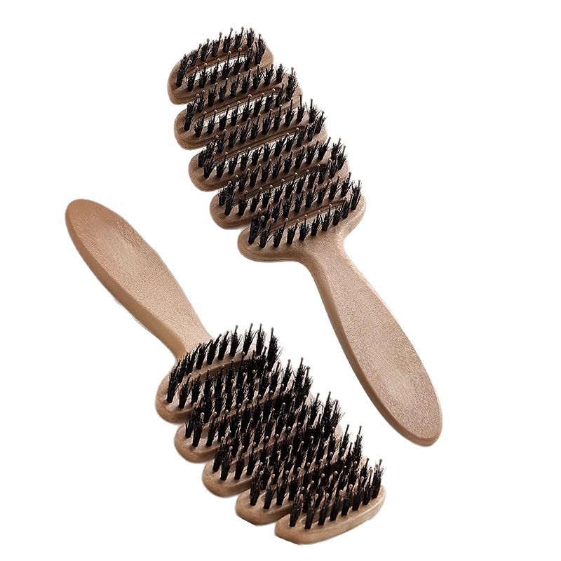 爆款松塔猪鬃毛梳蓬松护法梳防静电高颅顶顺发养发排骨梳MH - 图3