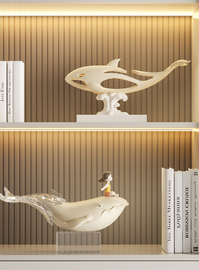 抽象鲸鱼摆件高级感客厅办公室