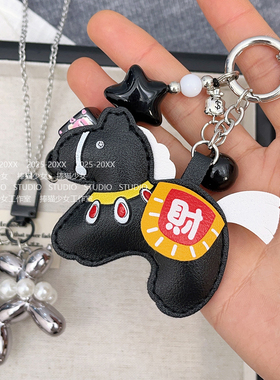 捧猫家-黑色蝴蝶结小马吊坠