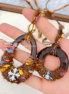 捧猫家-棕色民族风编绳项链