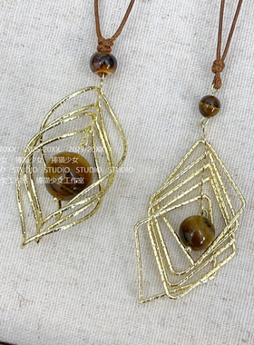 美拉德金色虎眼长款项链