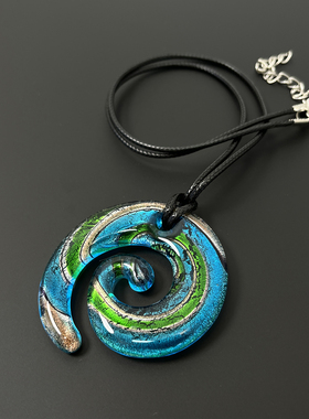 Vintage古着 Blue glass vortex necklace项链