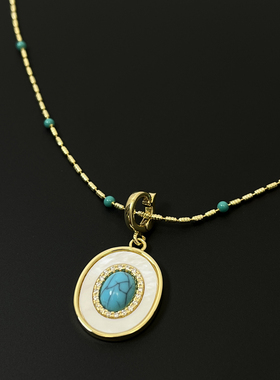 Vintage古着 Fritillaria round necklace项链