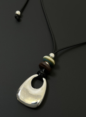 Vintage古着Lacreme Black Bead Necklace项链