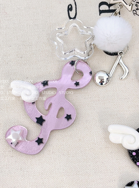 捧猫家-波点音符毛球项链