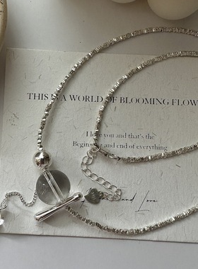 纯银韩版白水晶碎银子个性流苏项