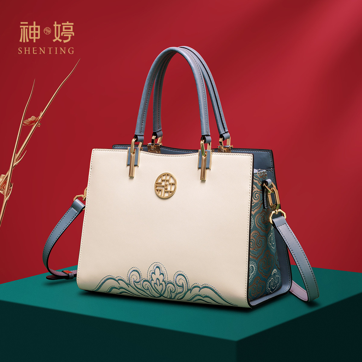 神婷真皮女士手提包国风大气轻奢包包女款高端妈妈包婆婆中年礼物,淘宝优惠券,粉丝福利购,淘宝优惠卷