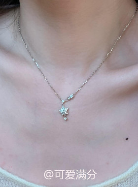 清冷感爆闪星星仿锆石项链设计感