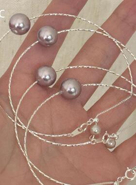 极简风粉紫色珍珠极细手链女法式