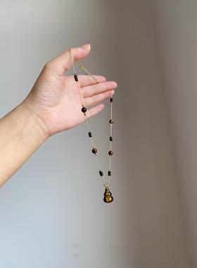 复古虎眼石葫芦项链高级感新中式