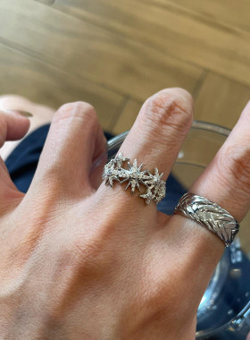 中古清冷感爆闪星芒戒指个性叠戴