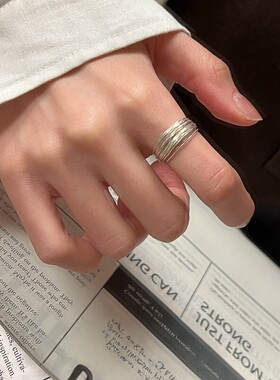 复古多层银色丝线缠绕戒指女个性