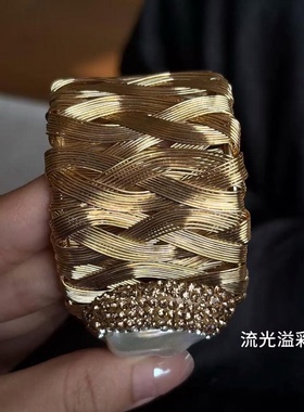 中古仿巴洛克珍珠金丝手镯欧美风