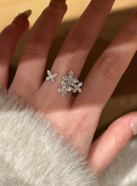 韩爆闪仿满钻蝴蝶戒指少女感轻奢