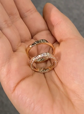 仿碎钻莫比乌斯环戒指情侣高级感