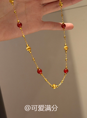 新中式金色仿猫眼玛瑙项链高颜值
