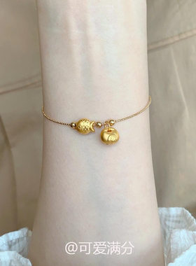 复古金色小福袋锦鲤手链新中式女