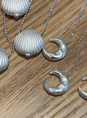 银色半月吊坠项链女个性独特百搭