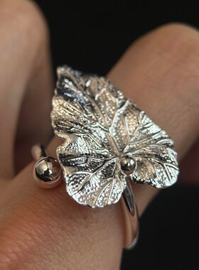 脉络肌理树叶开口戒指女独特轻奢