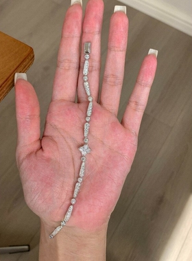 星芒珠语·重工中古白金色满钻手链女款小众轻奢璀璨风星芒钻手饰