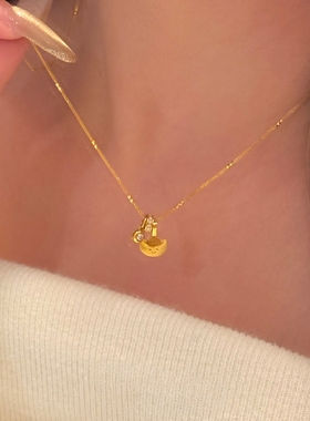 金色笑脸元宝跑环提溜吊坠项链