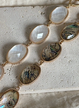 欧美复古仿宝石手链女甜酷风气质