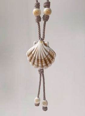 手搓棉麻绳贝壳吊坠项链海边度假