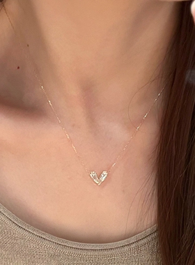 精致爆闪爱心细项链轻奢小巧百搭